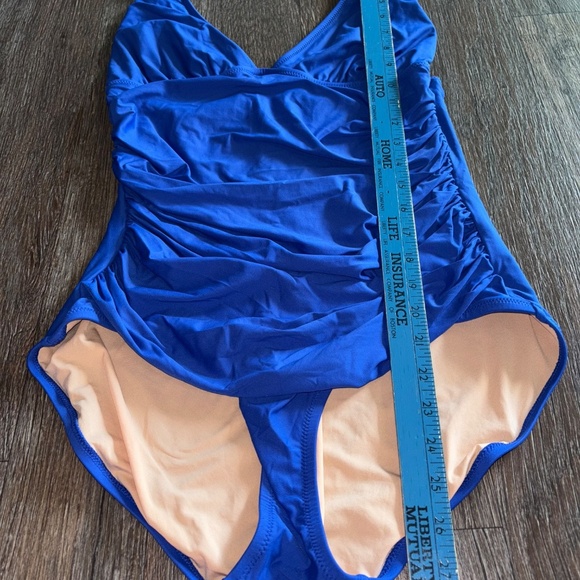 J CREW Ruched V Neck Sz 12 One Piece Swimsuit - Picture 9 of 16
